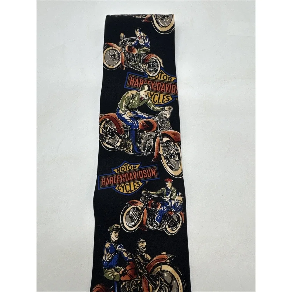 Vtg Ralph Marlin Mens Tie 1994 Harley Davidson Antiques USA